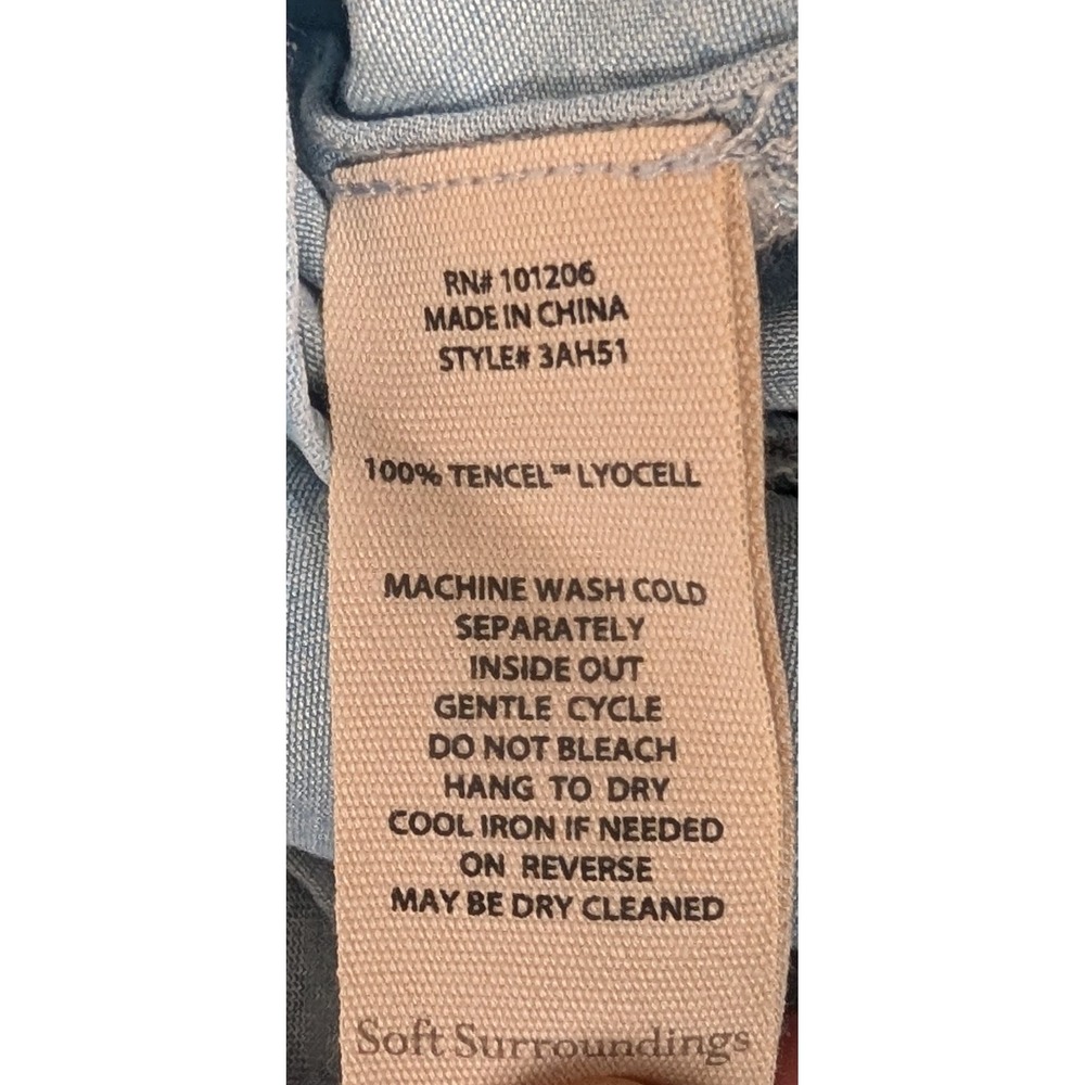 Soft Surroundings Washed Tencel Tunic Light Wash Denim Blue Asymmetric Top 3AH51 - Picture 4 of 5